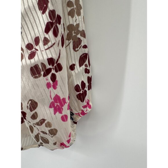 Lane Bryant Womens Size 22 Floral popover Blouse  Tie Neck Long Sleeve new $69 - Picture 6 of 8